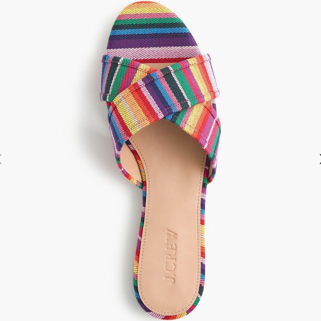 J. Crew Multi-Stripe Cora Crisscross Sandals Rainbow